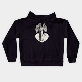 Angels and demons skeletons in love. Kids Hoodie